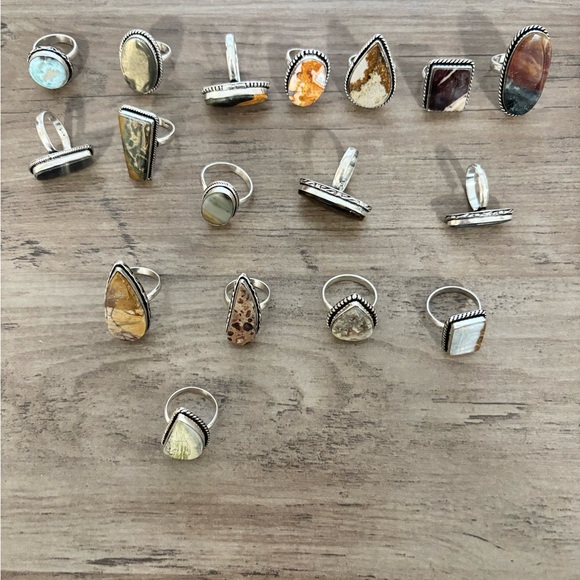 Lot Of 17 Sterling Silver And Stone Rings - Picture 5 of 16